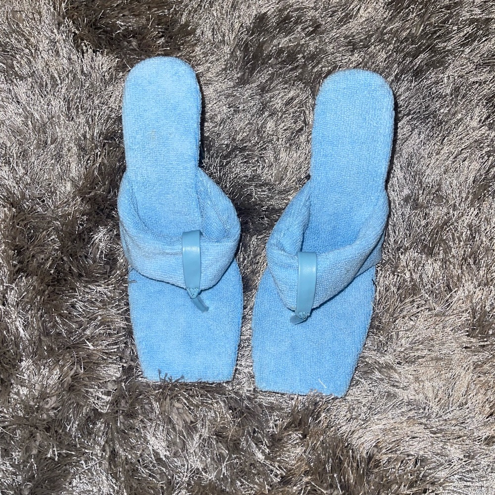 blue terry cloth heels